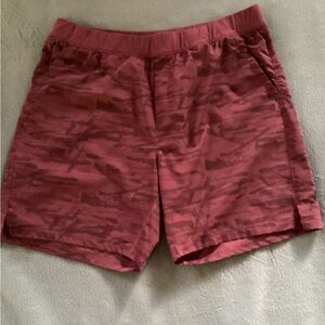 Public Rec Shorts Mens 40 Maroon Camo Gym Running Hiking Yoga Lined Flex Shorts